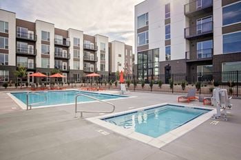 Pool and spa with pergola